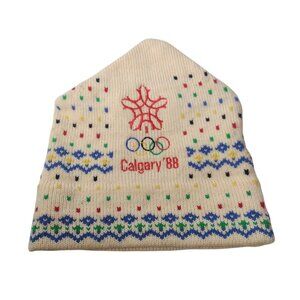 Calgary 88 Olympics Murray Merkley Handmade Thick Wool Knit Beanie Hat Vtg READ